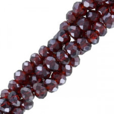 Faceted glass beads 3x2mm disc - Wine red-pearl shine coating
